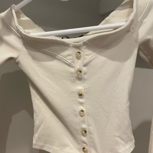 Abercrombie & Fitch Cream Off Shoulder Top